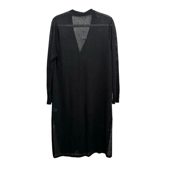 NWT J.Jill Women's Black Linen Button Front longline Cardigan Sweater Size Large - Picture 6 of 6